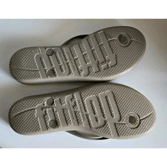 FitFlop Iqushion Mens Timberwolf Beige Ergonomic Rubber Slip On Sandal Size 12 - Picture 5 of 6